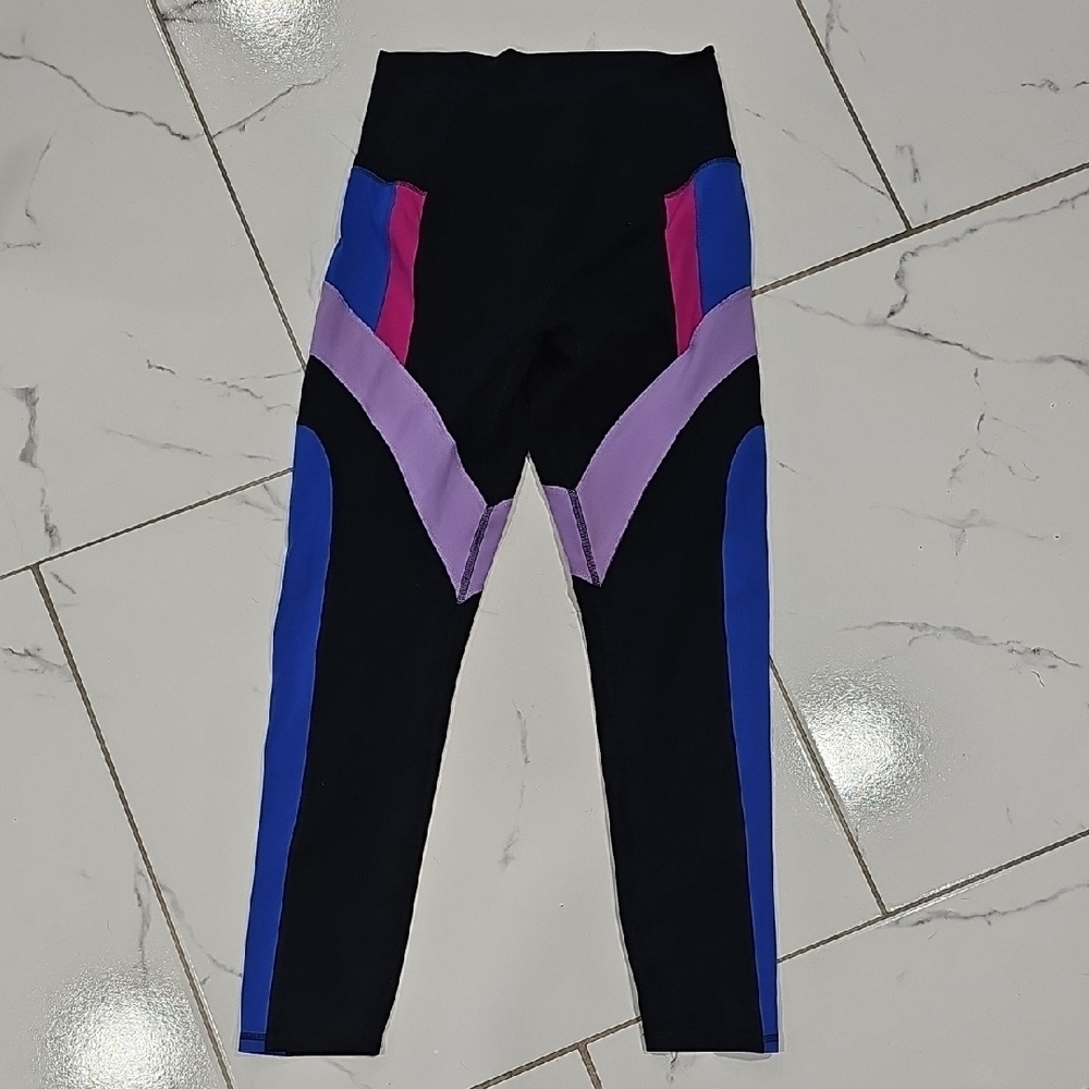 Free People Movement Colorblock Leggings | Black, Blue & Purple | S